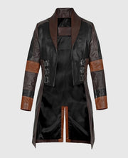 Zoe Saldana Leather Coat