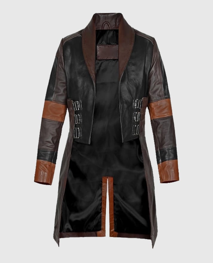 Zoe Saldana Leather Coat