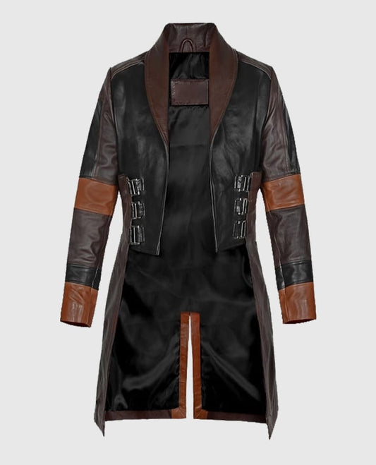 Zoe Saldana Leather Coat