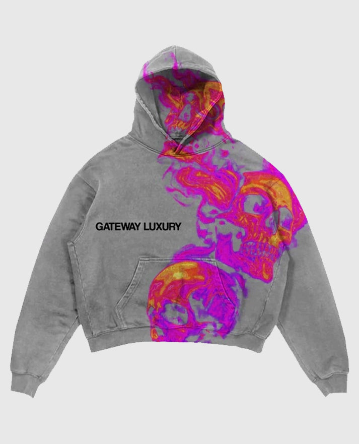 gateway luxury skully grey hoodie