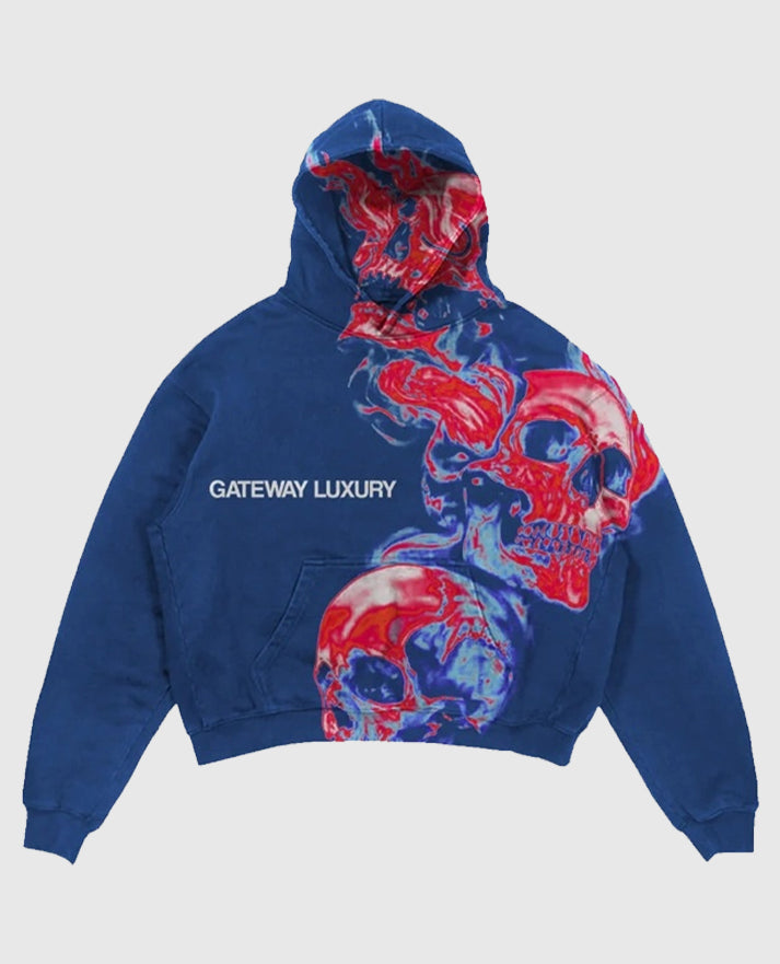 gateway luxury skully blue hoodie