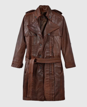 Spanish Brown Leather Long Coat