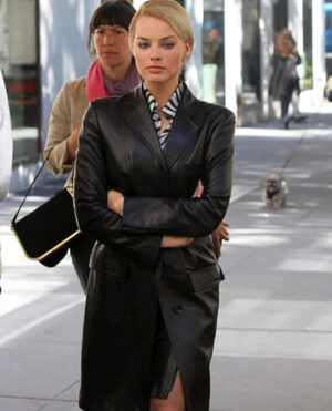 Margot Robbie Wolf Of Wall Street Leather Long Coat