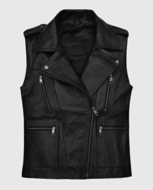 Men’s Crocodile Pattern Biker Leather Vest