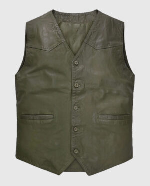 Basicallo Green Washed and Wax Leather Vest