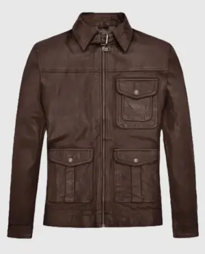 Retro Style Brown Leather Jacket