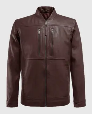 Thunder Storm Burgundy Biker Leather Jacket