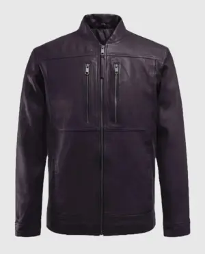 Thunder Storm Purple Biker Leather Jacket