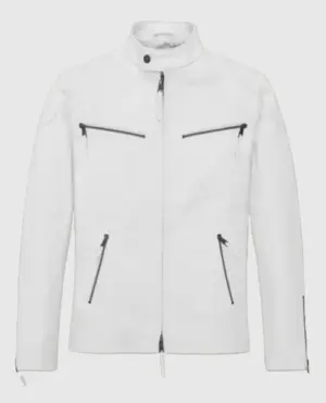 White Leather Jacket #907