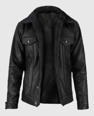 Black Sherpa Leather Jacket