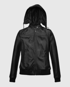 Symphony Detachable Hood Leather Jacket
