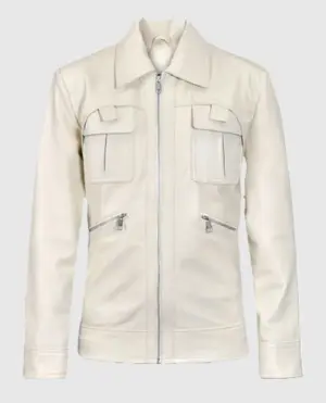 Men's Shirt Collared Motorcycle Leather Jacket
