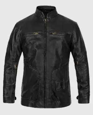 Men's Cafe Racer Black Leather Jacket 