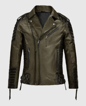 Charles Burnt Olive Leather Jacket