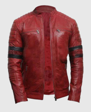 Fight Club Tyler Durden Retro Red and Black Leather Jacket