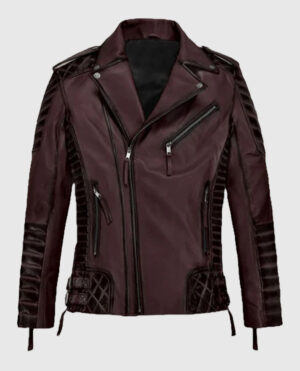 BoldFire Men’s Charles Burnt Wine Leather Jacket