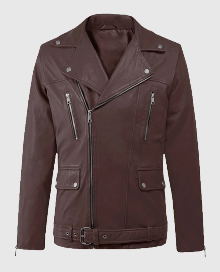 Dauntless Burgundy Biker Leather Jacket