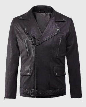Men's Dauntless Purple Biker Leather Jacket