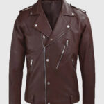 Beast Burgundy Biker Leather Jacket