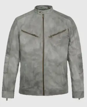 Men’s Harbor Gray Biker Suede Jacket