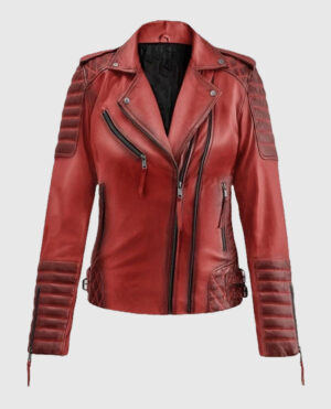 Women's Charlotte Burnt Red Leather Jacket