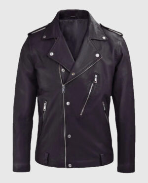 Beast Purple Biker Leather Jacket
