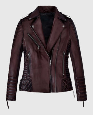 Women's Charlotte Burnt Wine Leather Jacket