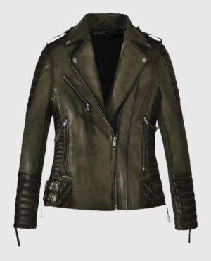 Women's Charlotte Burnt Olive Leather Jacket