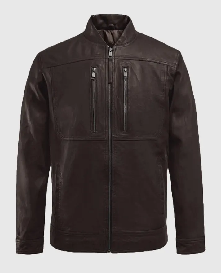 Men's Thunder Storm Brown Biker Leather Jacket