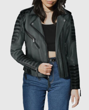 Women's Charlotte Burnt Charcoal Leather Jacket