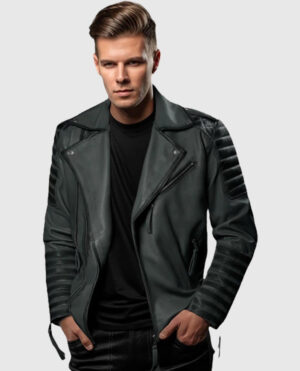 Charles Burnt Charcoal Leather Jacket